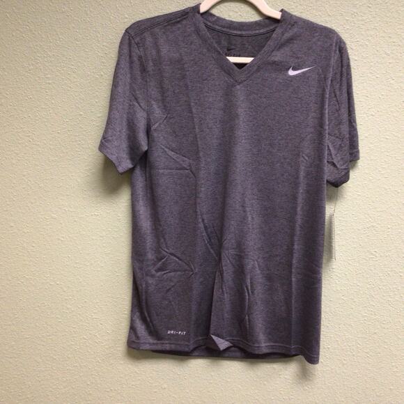 Nike Mens Dri Fit Anti Odor Training Short Sleeve V Neck Tee Gray Size Small - Picture 1 of 4